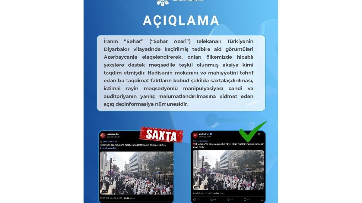 Consejo de Medios y Difusión: El canal iraní «Sahar» difundió desinformación al vincular imágenes de Diyarbakir con Azerbaiyán